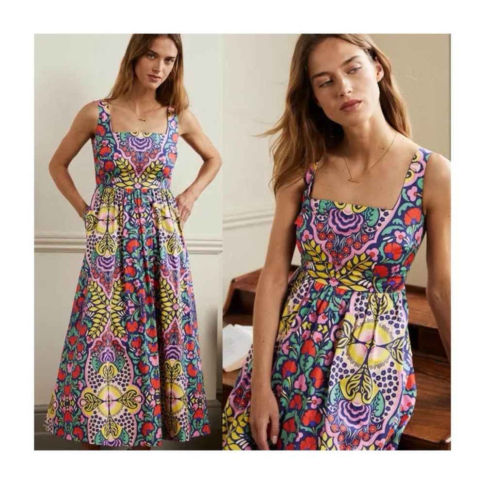 Boden Violet Square Neck Midi Dress